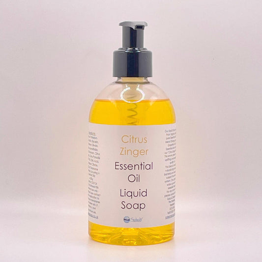 plastic bottle with blackpump top. yellow liquid soap natural handmade with pure vegan ingredients